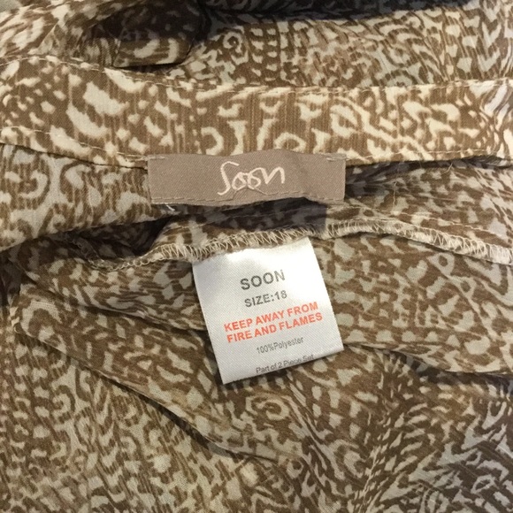 SOON Brown and Beige semi transparent,  Blouse size 18 - Picture 7 of 11
